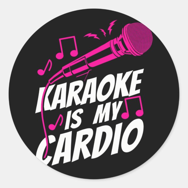 Sticker Rond Karaoke Singer Karaoke Est Mon Cardio (Devant)