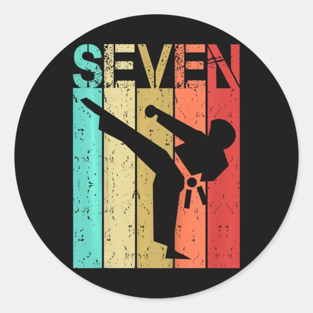 Sticker Rond Karaté 7 ans Anniversaire Garçon Fille 7 Anniversa (Devant)