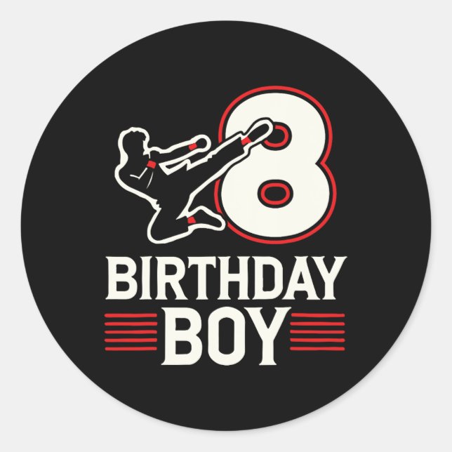 Sticker Rond Karate 8 Birthday Boy (Devant)