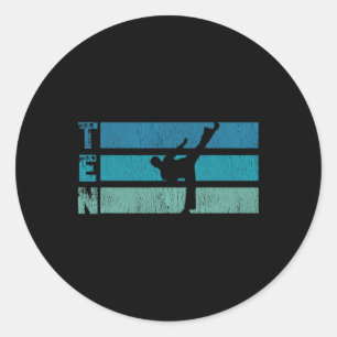 Sticker Rond Karaté Anniversaire 10 ans Année Taekwondo Boy 10t