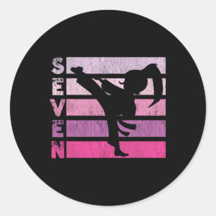 Sticker Rond Karaté Anniversaire 7 Année Taekwondo Girl 7e Bir