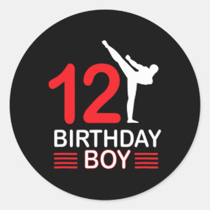 Sticker Rond Karate Anniversaire Tee Boy Cadeau Enfants Taekwon