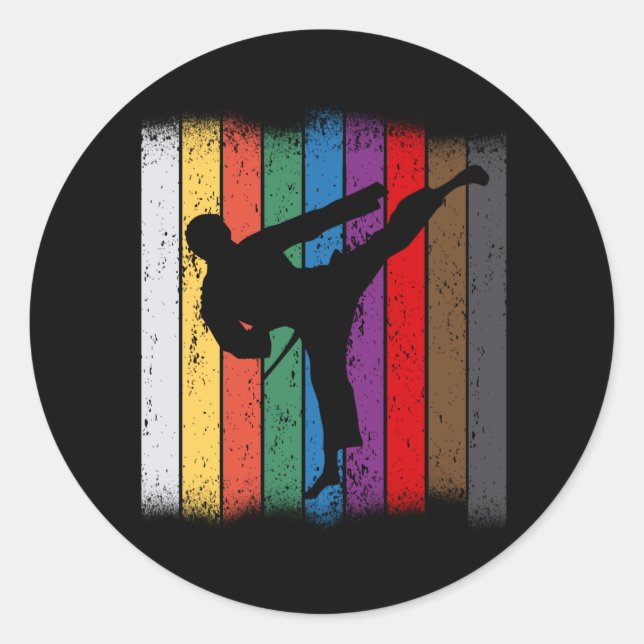 Sticker Rond Karate Belt Colors Silhouette (Devant)