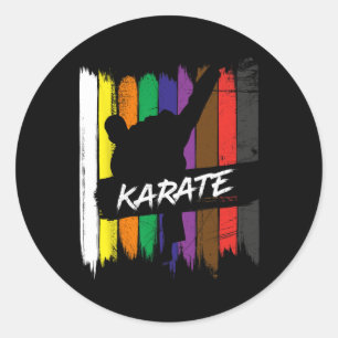 Sticker Rond Karate Belt Couleurs Silhouette Arts Martiaux Desi