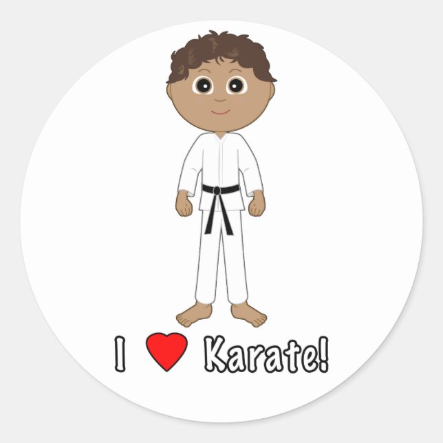 Sticker Rond Karate Boy : I Love Karate (Devant)