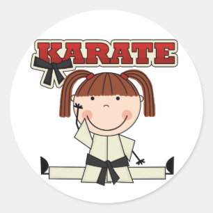 Sticker Rond KARATE - Brunette Girl T-shirts et cadeaux
