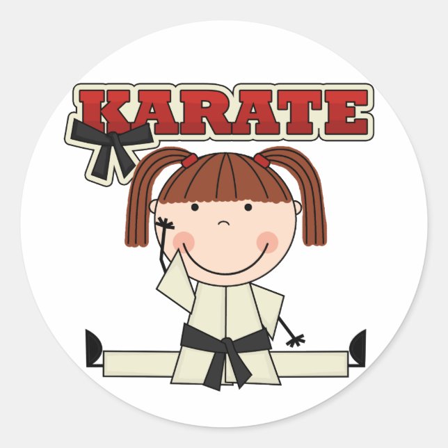 Sticker Rond KARATE - Brunette Girl T-shirts et cadeaux (Devant)