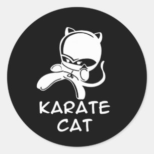 Sticker Rond Karate Chat Sports Hommes Femmes Enfants