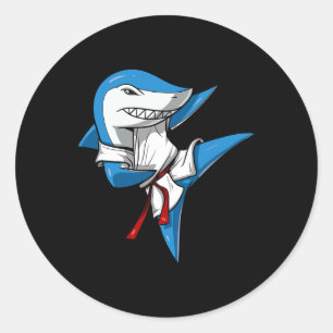 Sticker Rond Karate de requin Arts martiaux Kickboxing Jiu-jits