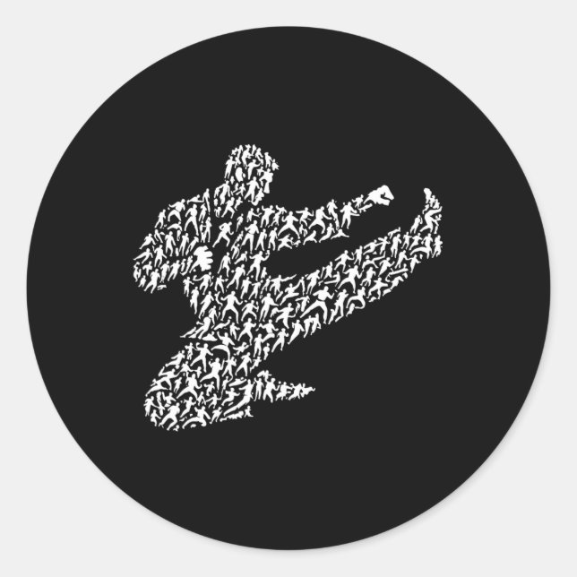 Sticker Rond Karate Fighter And Kung Fu  (Devant)