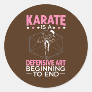 Sticker Rond Karate Girl Art défensif