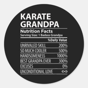 Sticker Rond Karate Grandpa Nutrition Fiches Funny Karate Grand