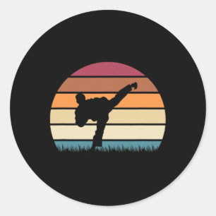 Sticker Rond Karate Jujitsu Martial Arts Retro Boys Hommes
