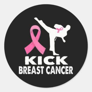 Sticker Rond Karate Kick Cancer du sein Sensibilisation rose