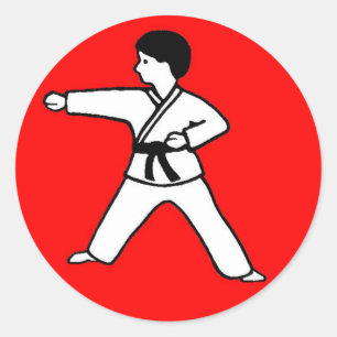 Sticker Rond Karate Kid 1 sur l'autocollant rouge