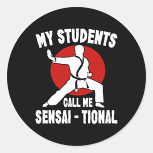 Sticker Rond Karate Kung Fu Sensai Cadeau I Martial Arts Fighte