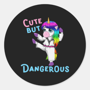 Sticker Rond Karaté Licorne Kickboxing Arts Martiaux Jiu Jitsu