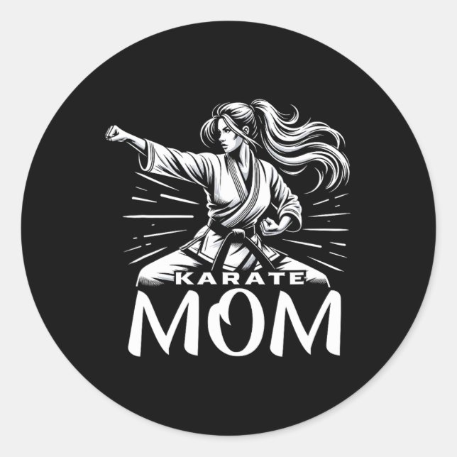 Sticker Rond Karate Maman Arts martiaux Mère Famille Bonificati (Devant)