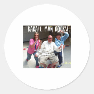 Sticker Rond Karate Man Rocks T Shirt
