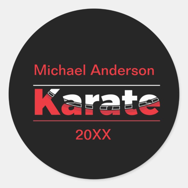 Sticker Rond Karate Martial Arts Rouge (Devant)