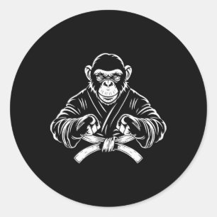 Sticker Rond Karate Monkey Dessin Kickboxing Jiu-jitsu Mixed ma