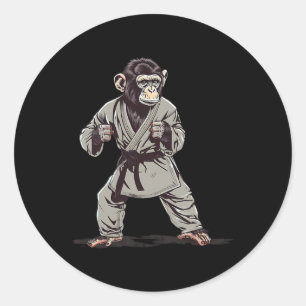 Sticker Rond Karate Monkey Kickboxing Judo Jiu-jitsu Mixed mart