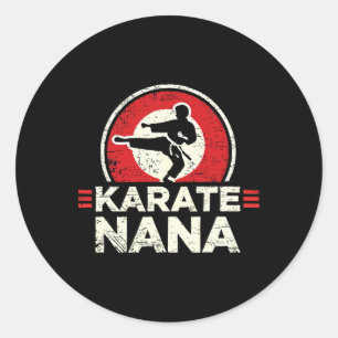 Sticker Rond Karate Nana Retro Kick Silhouette