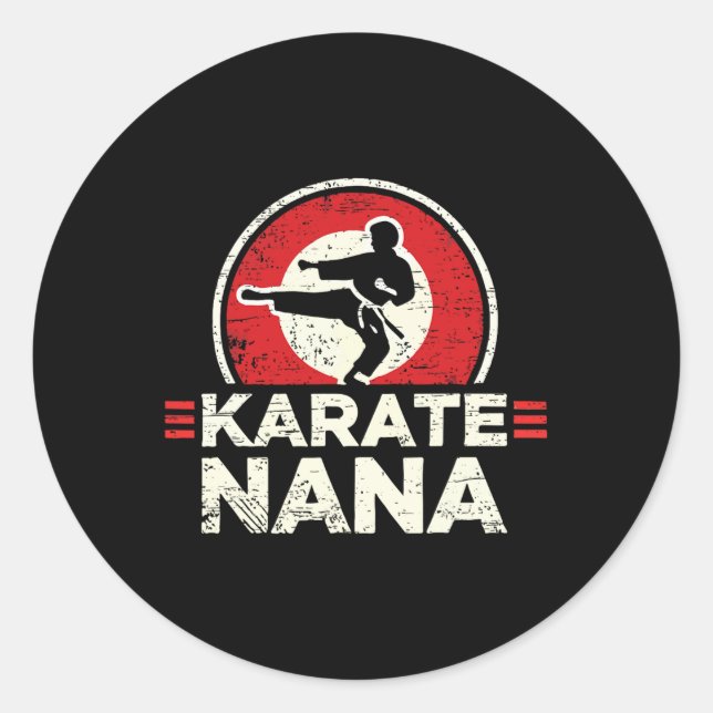 Sticker Rond Karate Nana Retro Kick Silhouette (Devant)