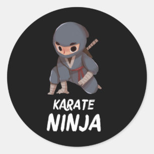 Sticker Rond Karate Ninja Boy Funny Arts Martiaux Sports