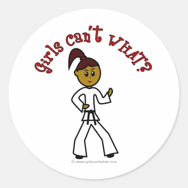 Sticker Rond Karate pour femmes sombres (Devant)
