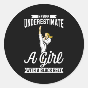 Sticker Rond Karate Pour Mial Fighter Avec Une Ceinture Noire