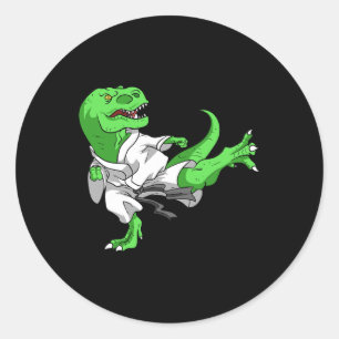 Sticker Rond Karate T-rex Dino Étudiant Dinosaur Professeur Kar