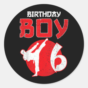 Sticker Rond Karate Taekwondo 6 Ans Anniversaire Arts Martiaux