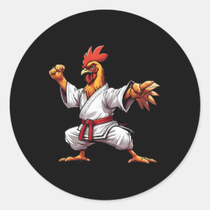 Sticker Rond Karate Taekwondo Judo Kung Fu Poulet Coq Cadeau