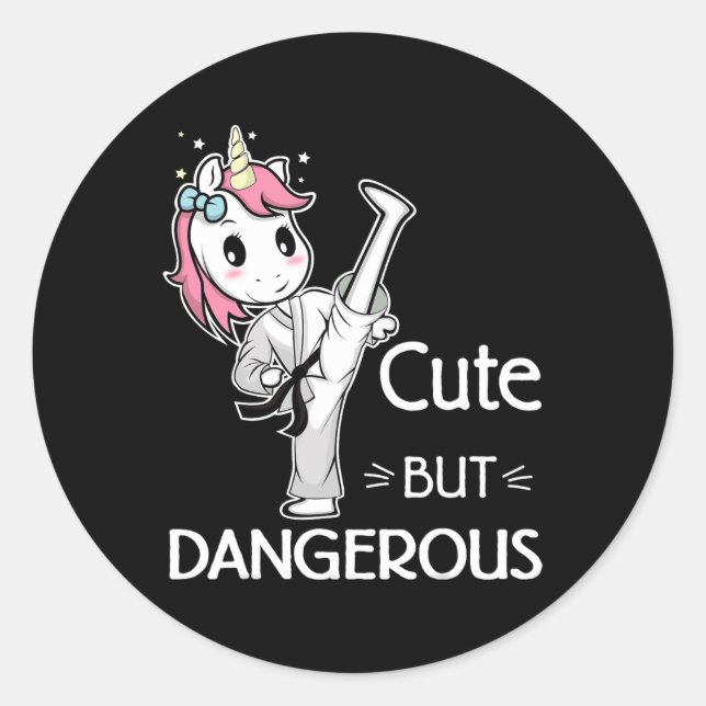 Sticker Rond Karate Taekwondo Unicorn Karate (Devant)