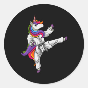 Sticker Rond Karate Unicorn ceinture noire Japonais Arts Martia