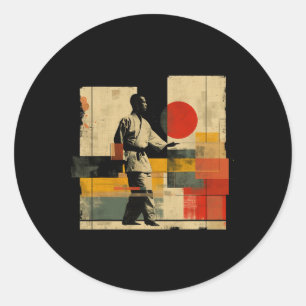 Sticker Rond Karateka esthétique Sur Sport Athlétique Karate