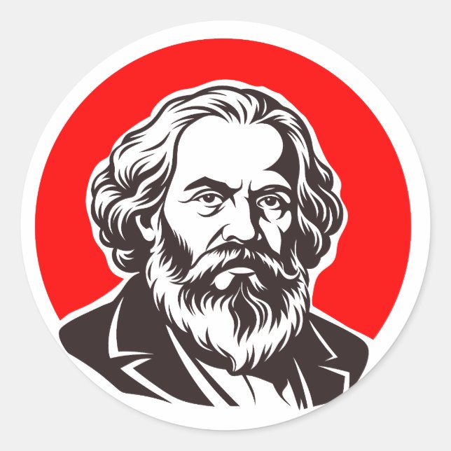 Sticker Rond Karl Marx (Fondateur du marxisme) cadeau (Devant)