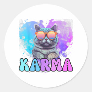 Sticker Rond karma amoureux des chats karma karma est mon petit