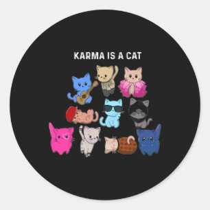 Sticker Rond Karma Est Un Chat Chat Drôle Amoureux de les chats