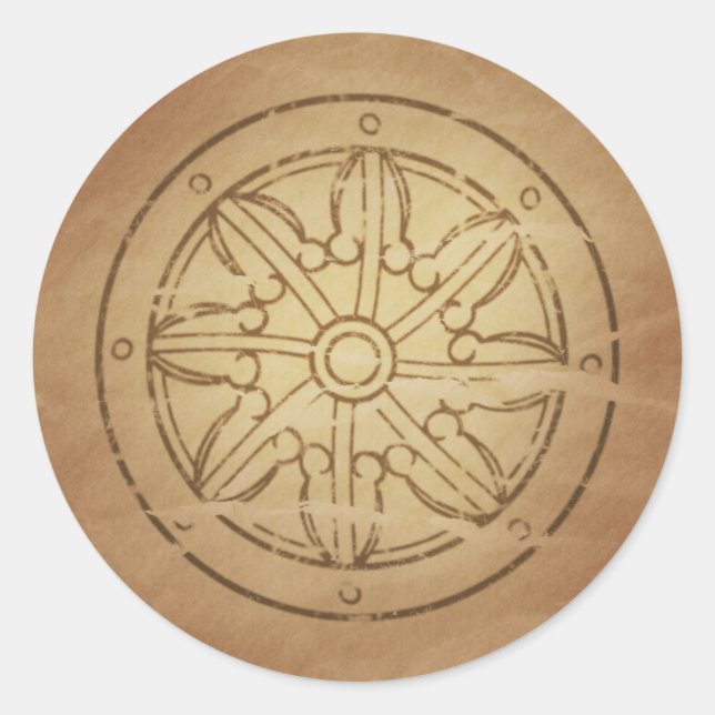 Sticker Rond Karma La Roue du Droit Bouddhiste (Devant)