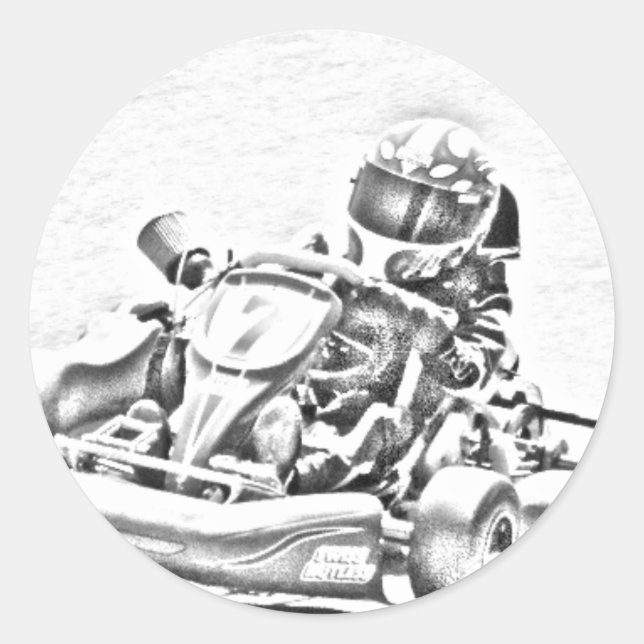Sticker Rond Kart Racing B/W Shading (Devant)