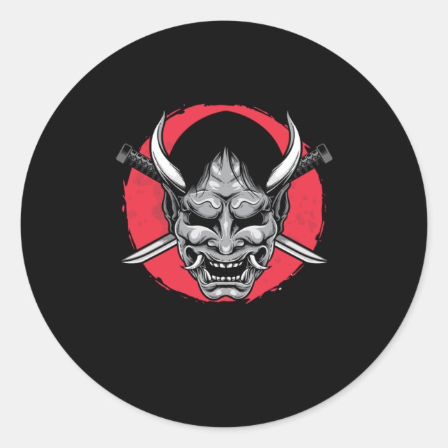 Sticker Rond Katana Japon épées Art japonais Ninja Samurai Gif (Devant)