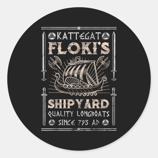 Sticker Rond Kattegat Flokis chantier naval Mythologie nordique (Devant)