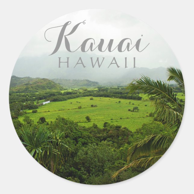 Sticker Rond Kauai, Hawaï Landscape Scene (Devant)