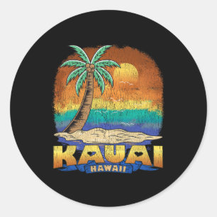 Sticker Rond Kauai Hawaii Souvenir Vintage en détresse