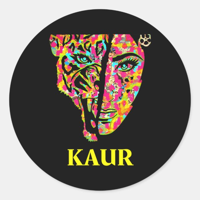 Sticker Rond Kaur Sherni Lion Sardarni Sikh Punjabi Empowert (Devant)