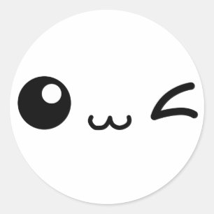 STICKER ROND KAWAII AMI CUTE WINKY
