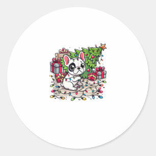 Sticker Rond Kawaii Anime Frenchie Christmas Funny Chien