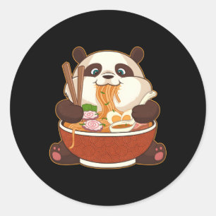 Sticker Rond Kawaii Anime Panda Otaku nouilles japonaises Ra